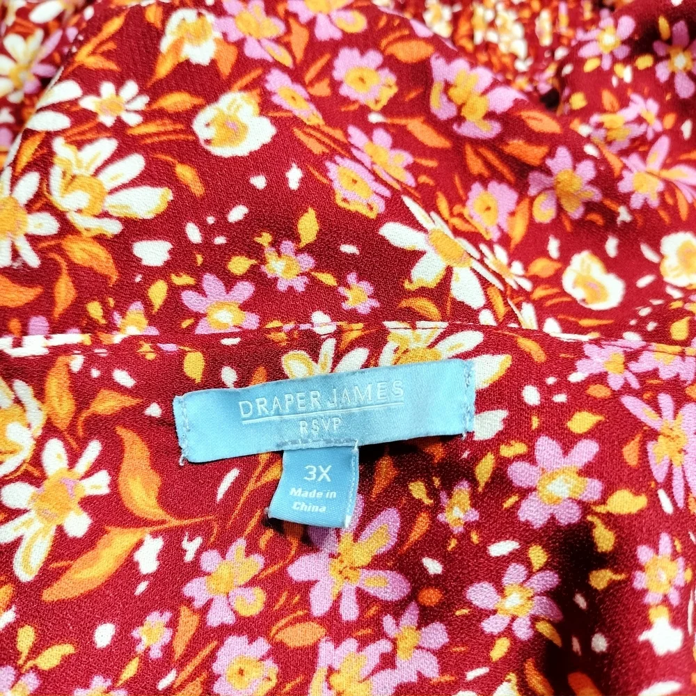 (EUC) Draper James RSVP Cottagecore Collection 3X Burgundy Floral Midi Dress